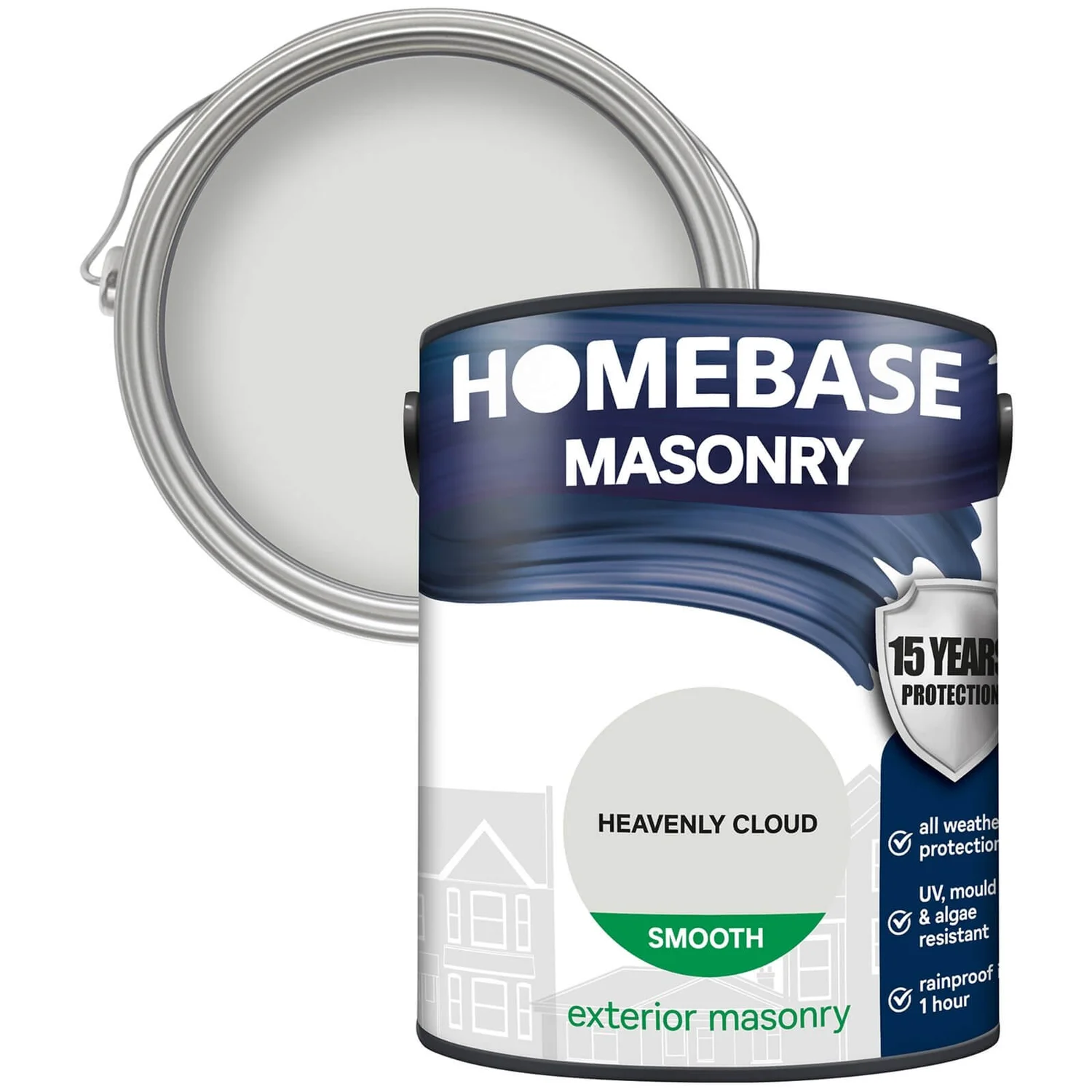 Homebase Smooth Masonry Paint - Heavenly Cloud 5L 3 Homebase Smooth Masonry Paint - Heavenly Cloud 5L